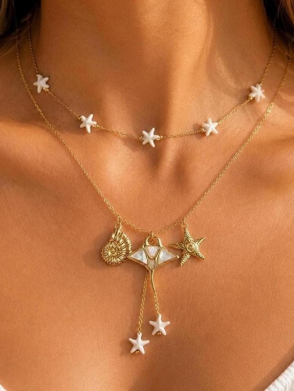 Starfish Choker & Stingray Necklace Set | Coastal